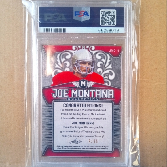 🏈🏆Joe Montana "Leaf Metal Autograph - Crystal Silver 09/35 Insert" Slab🏆🏈 - Picture 3 of 4